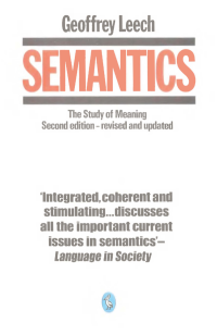 Semantics : The Study Of Meaning Second edition-revised and update